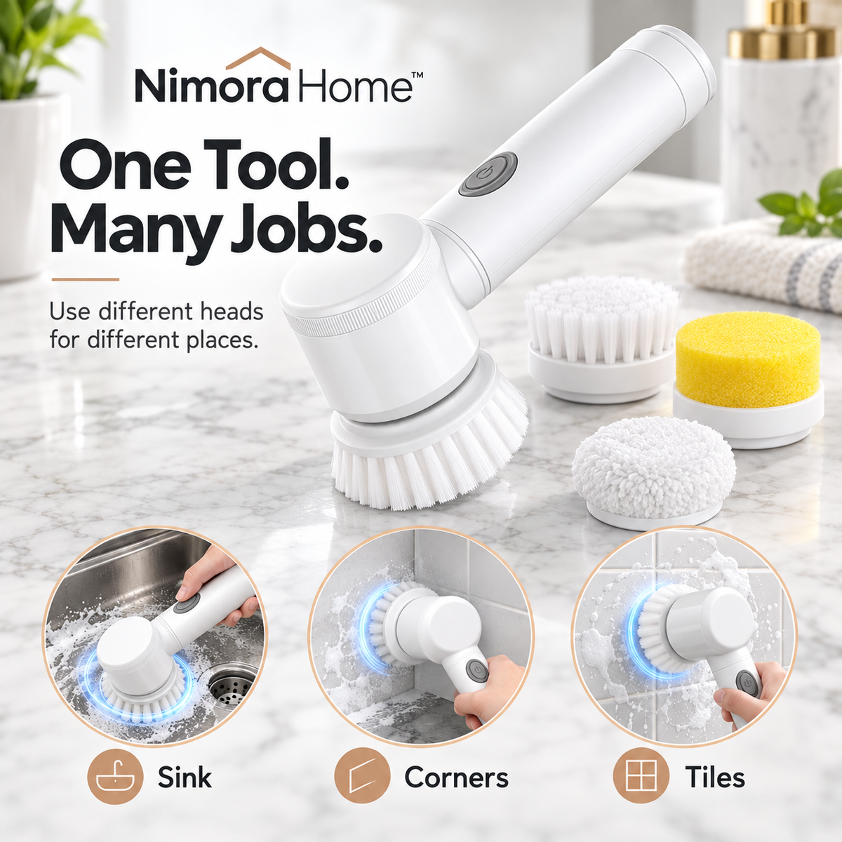 Nimora Home 5-in-1 Cordless Electric Scrubber