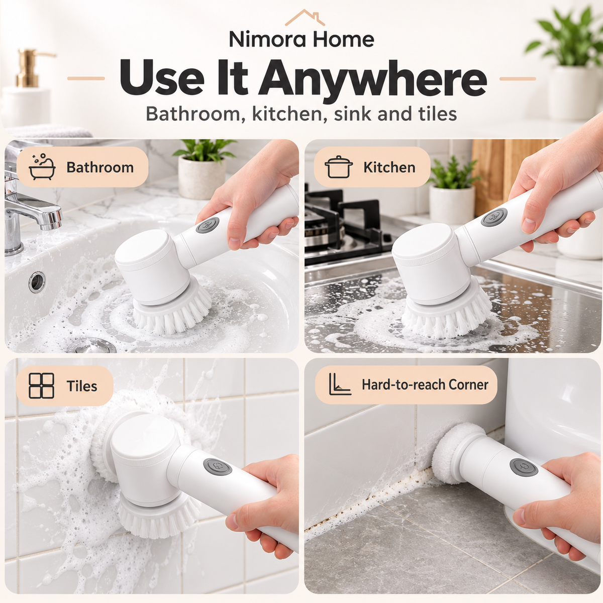 Nimora Home 5-in-1 Cordless Electric Scrubber