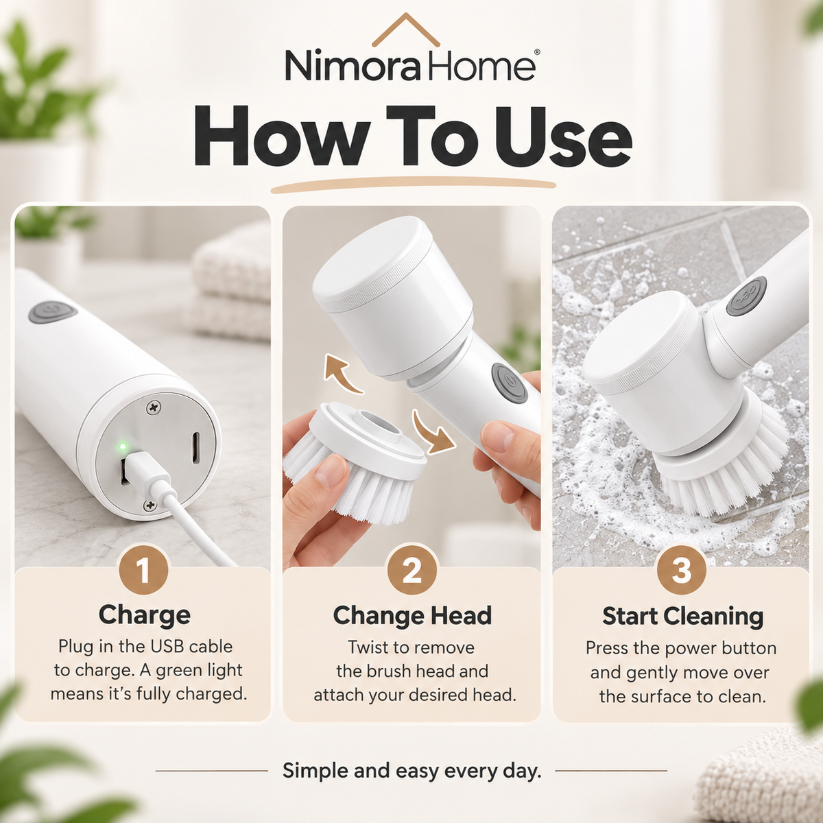 Nimora Home 5-in-1 Cordless Electric Scrubber