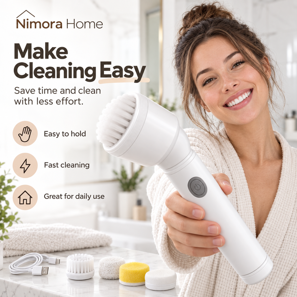 Nimora Home 5-in-1 Cordless Electric Scrubber